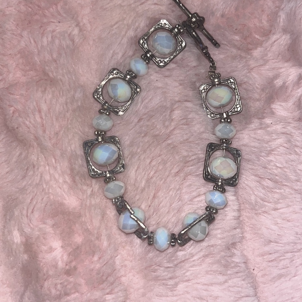 Elegant Silver and White Bracelet
